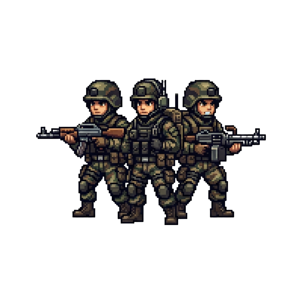 A Squad of Camouflage Mercenary Figures