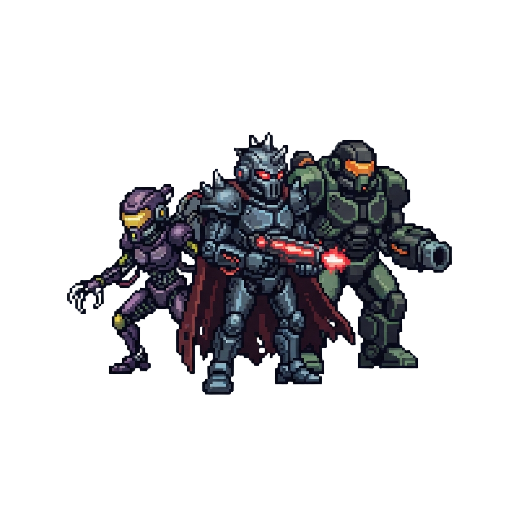 A Group of Cybernetic Villain Figures