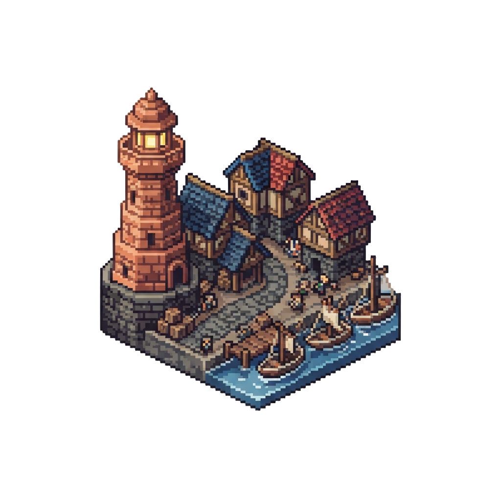 A Busy Brick Harbor Town
