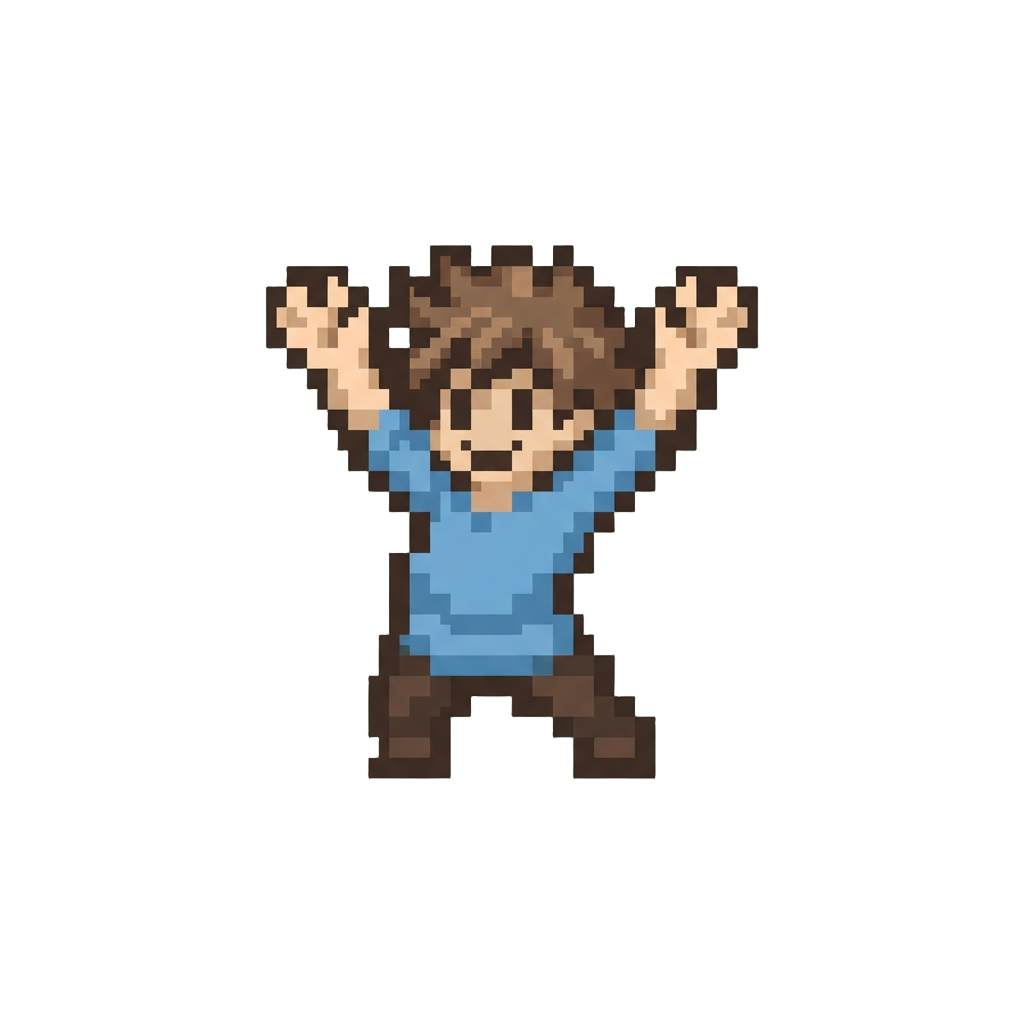 A Hands-in-the-air Victory Wiggle