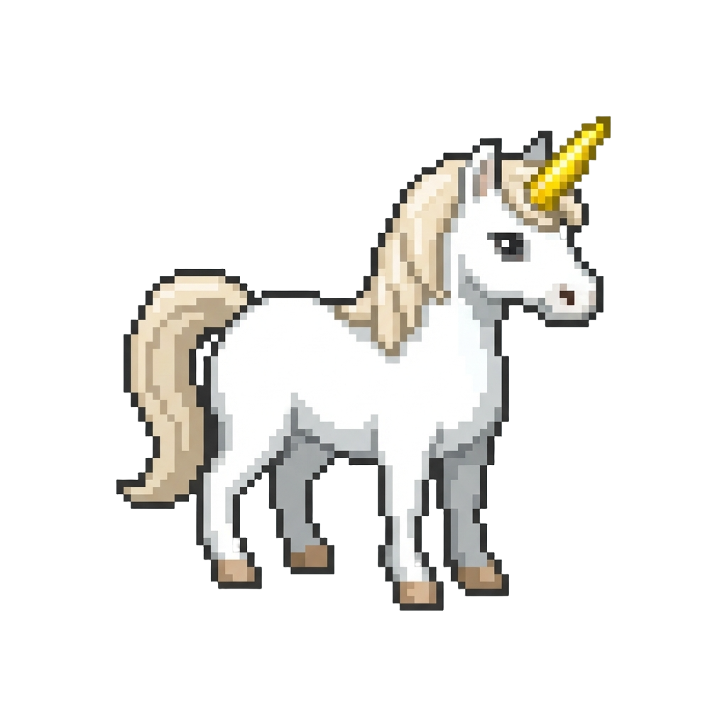 A Majestic White Unicorn with a Shimmering Golden Horn