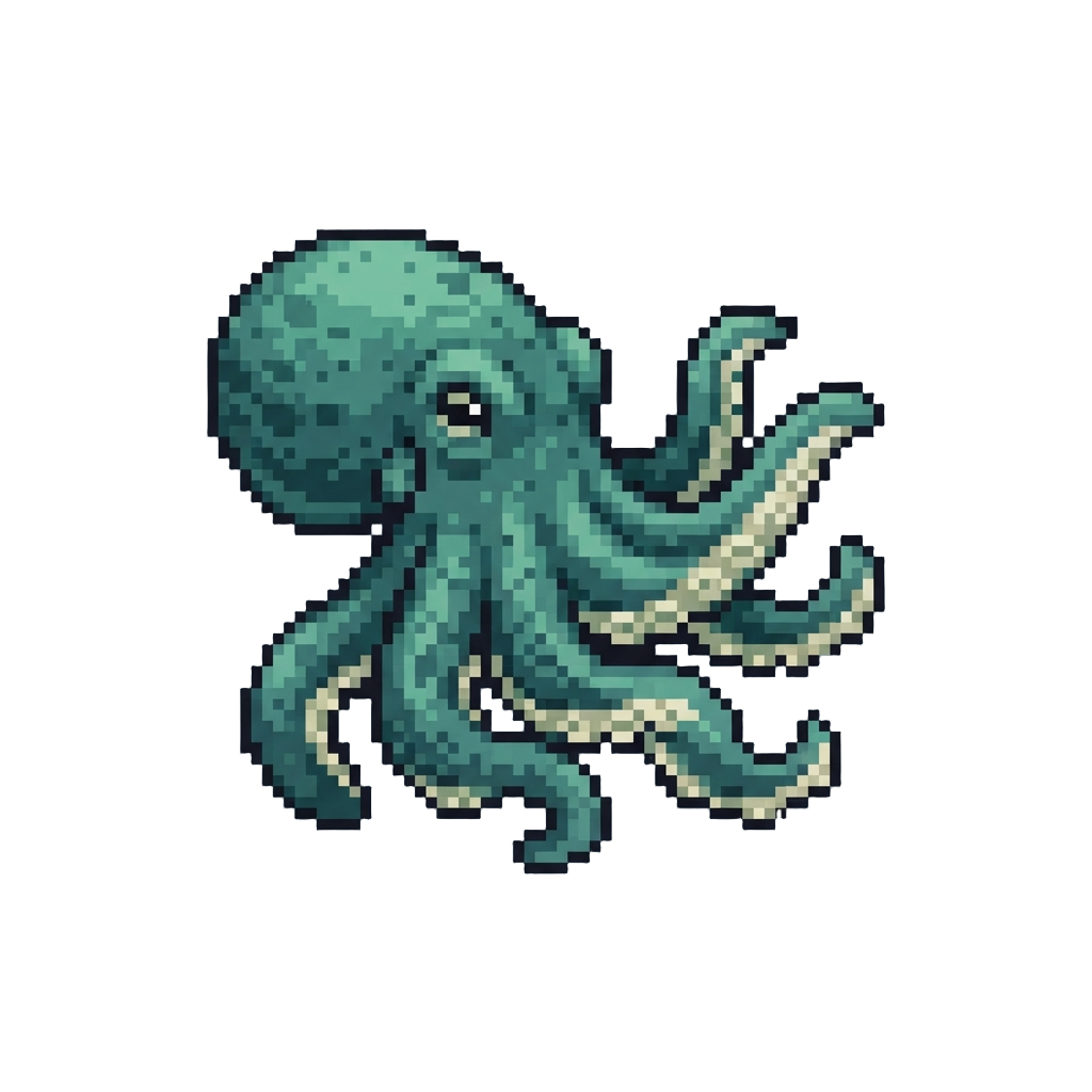 A Stormy Sea-green Octopus with Swaying Suckers