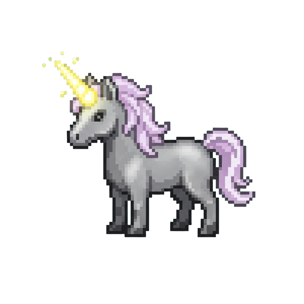 A Radiant Silver Unicorn with a Glowing Spiral Horn