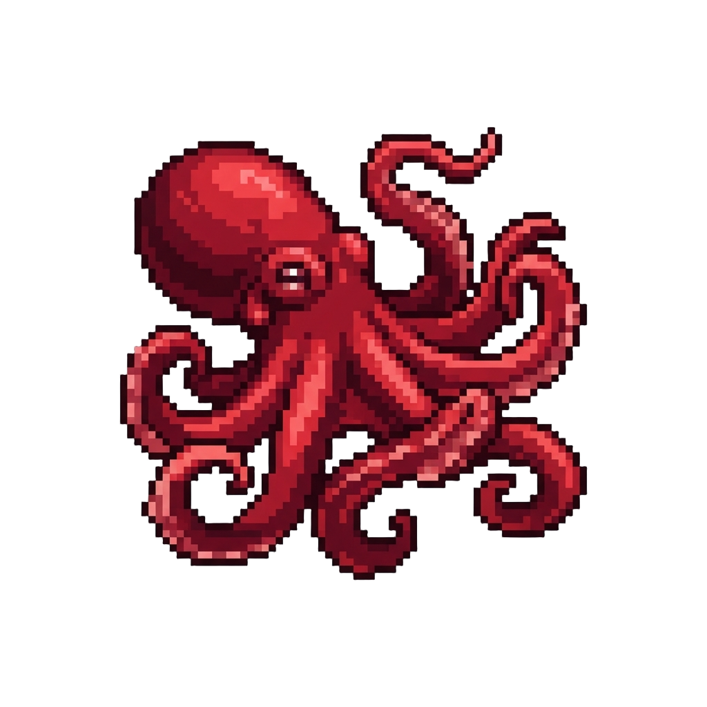 A Deep-sea Crimson Octopus Squirming Dramatically