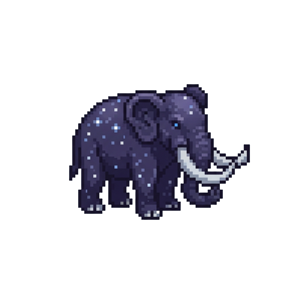 A Mystical Starlight Elephant with Silver Tusks