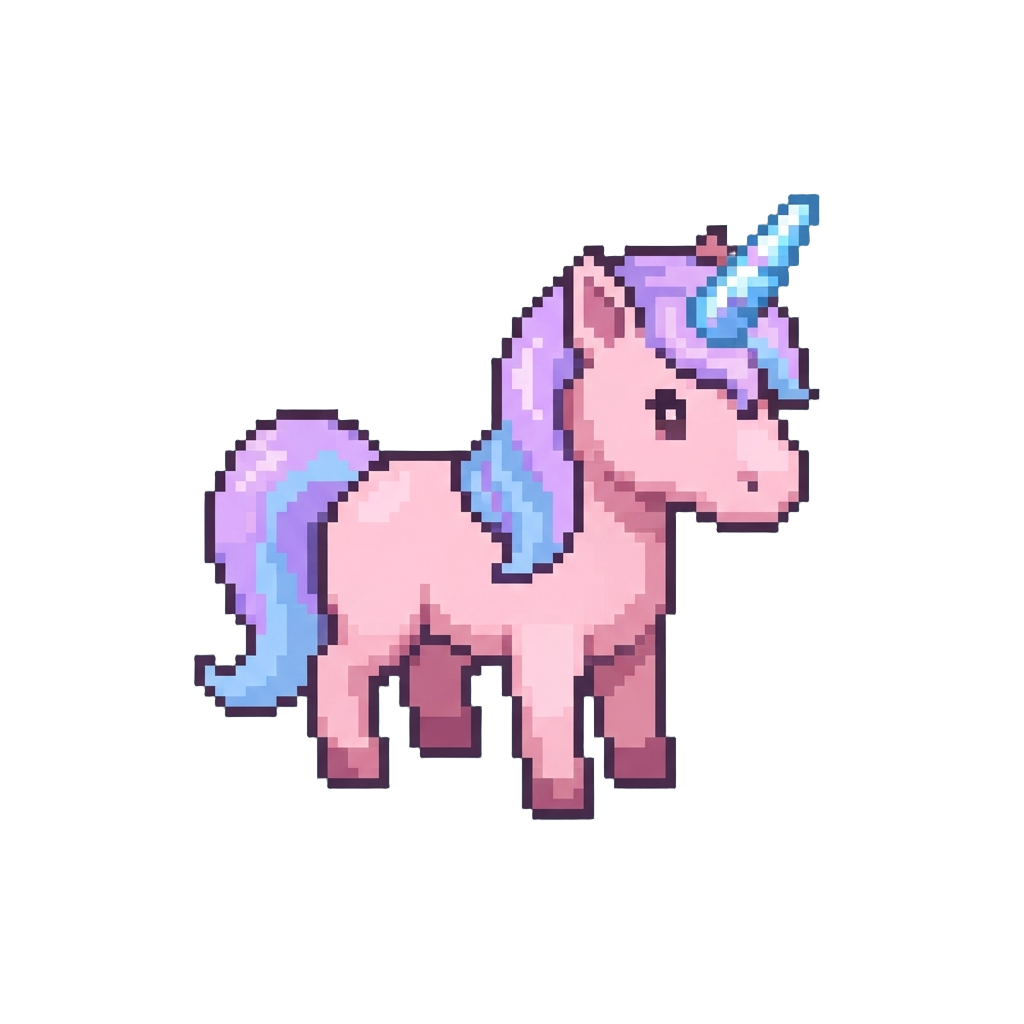 A Pastel Pink Enchanted Unicorn with a Crystal Horn