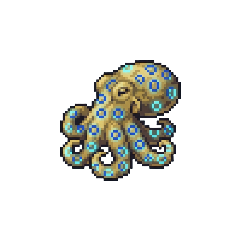 A Spotted Blue-ringed Octopus Glowing with Warnings