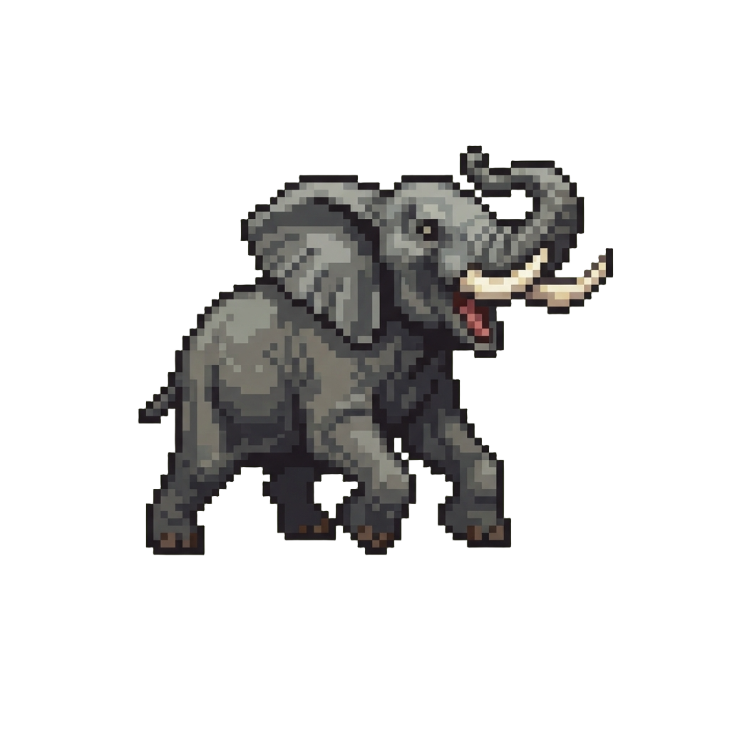 A Roaring Wild Elephant Charging Forward