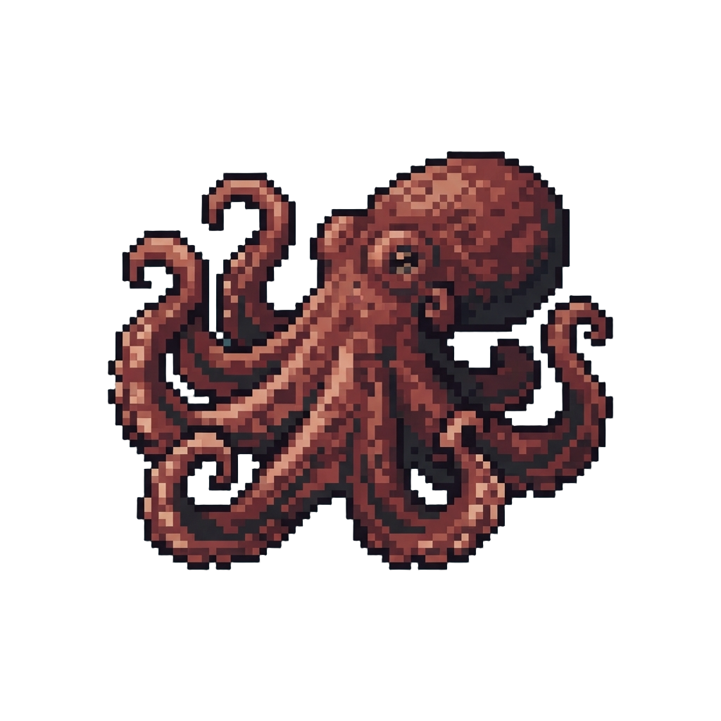 A Large Shadowy Giant Pacific Octopus with Writhing Tentacles