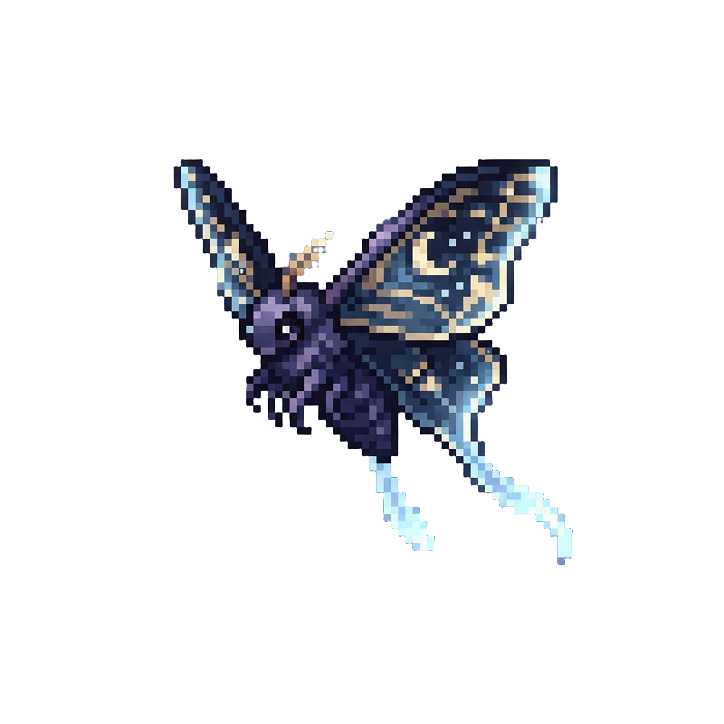A Majestic Celestial Moon Moth with Glowing Wing-tails