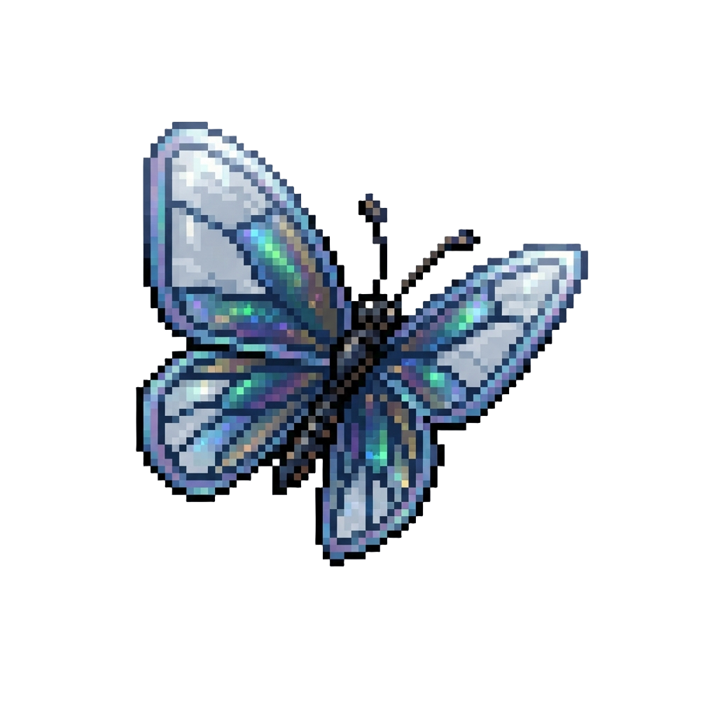 A Dazzling Iridescent Glass-winged Butterfly