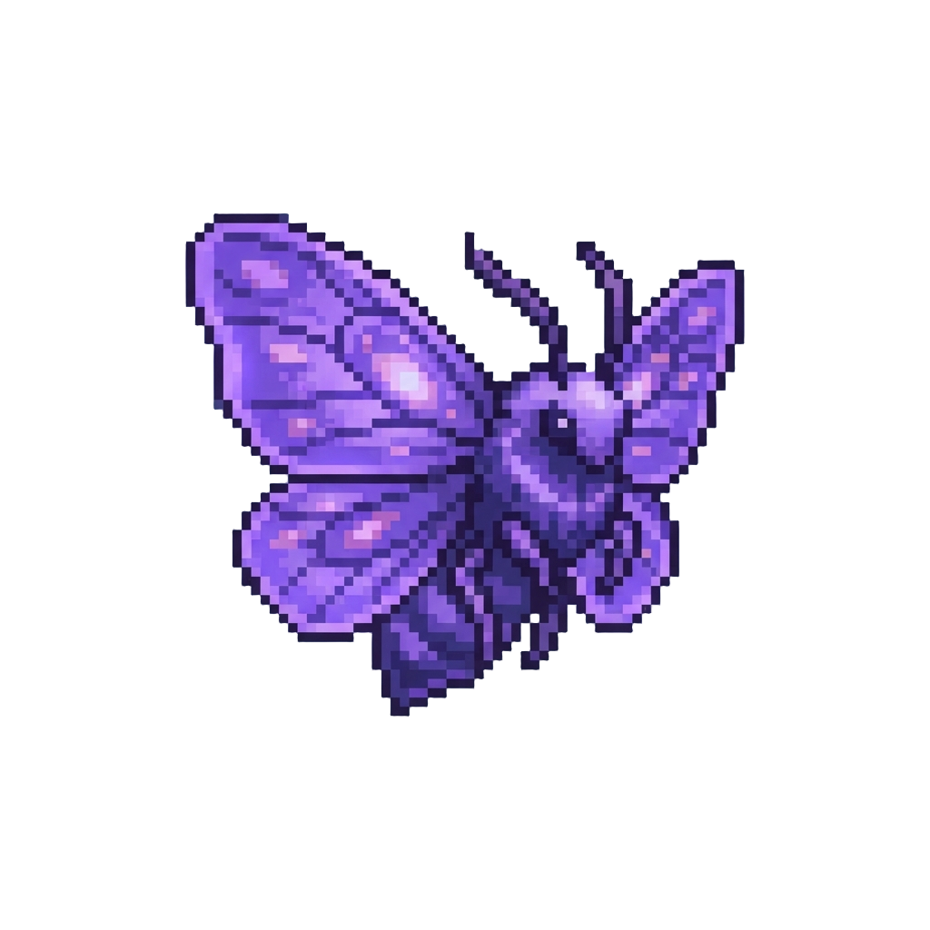 A Glowing Violet Silk Moth