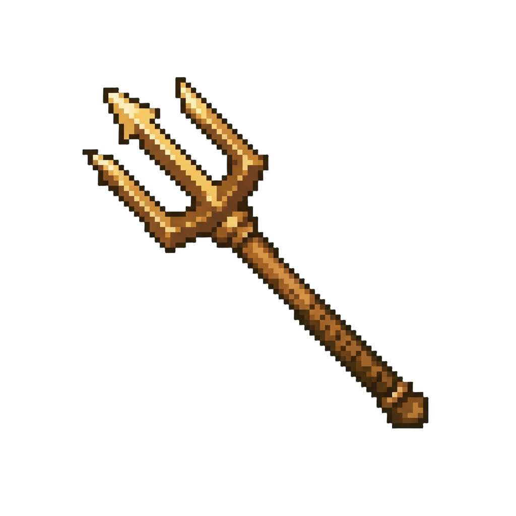 A Shiny Bronze Trident Logo