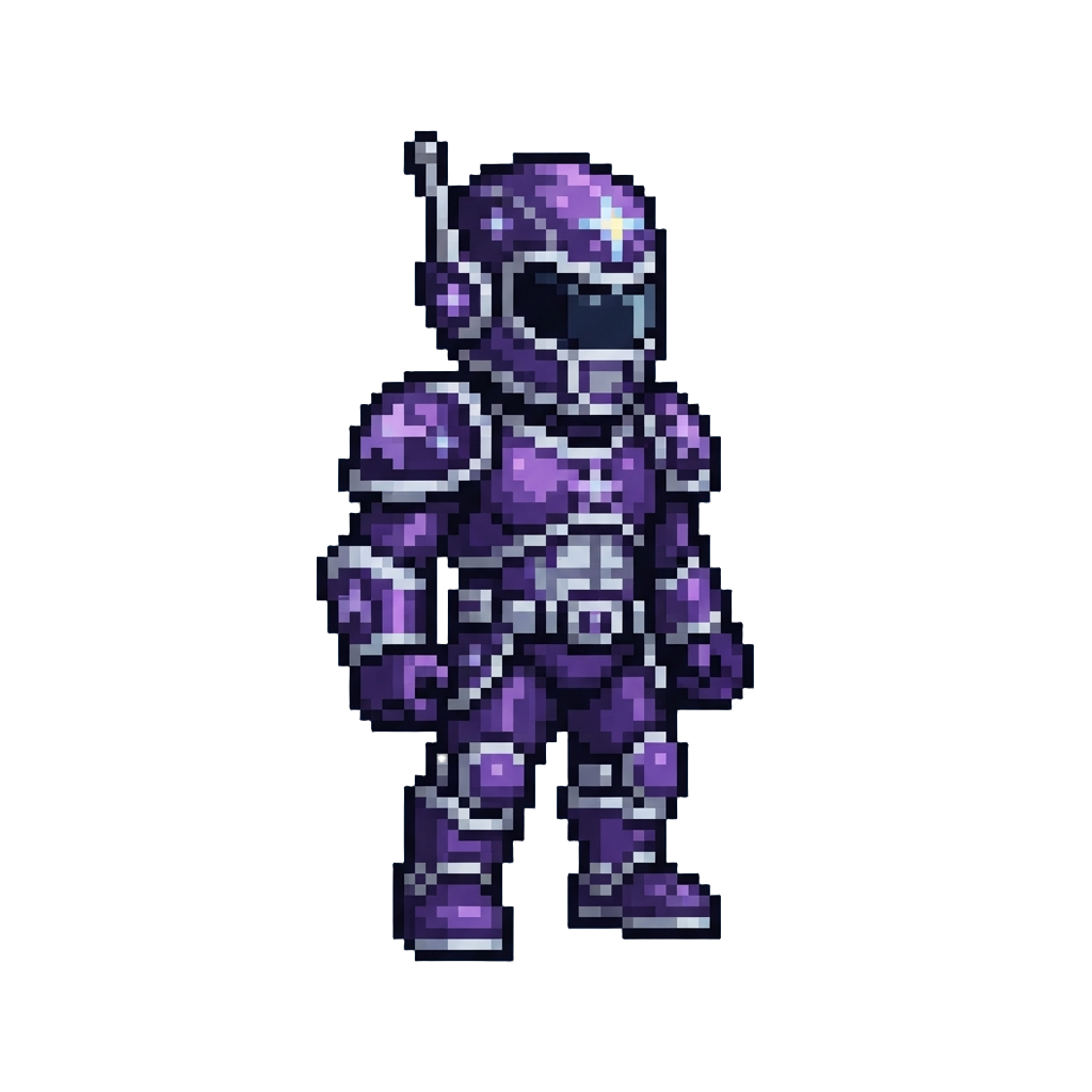 A Deep Violet Ranger Suit Adorned with Cosmic Star Motifs and Silver Trim