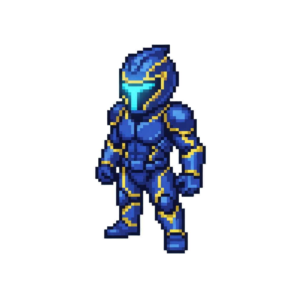 A Vibrant Cobalt Blue Ranger Suit with Lightning-patterned Trim and a Glowing Visor