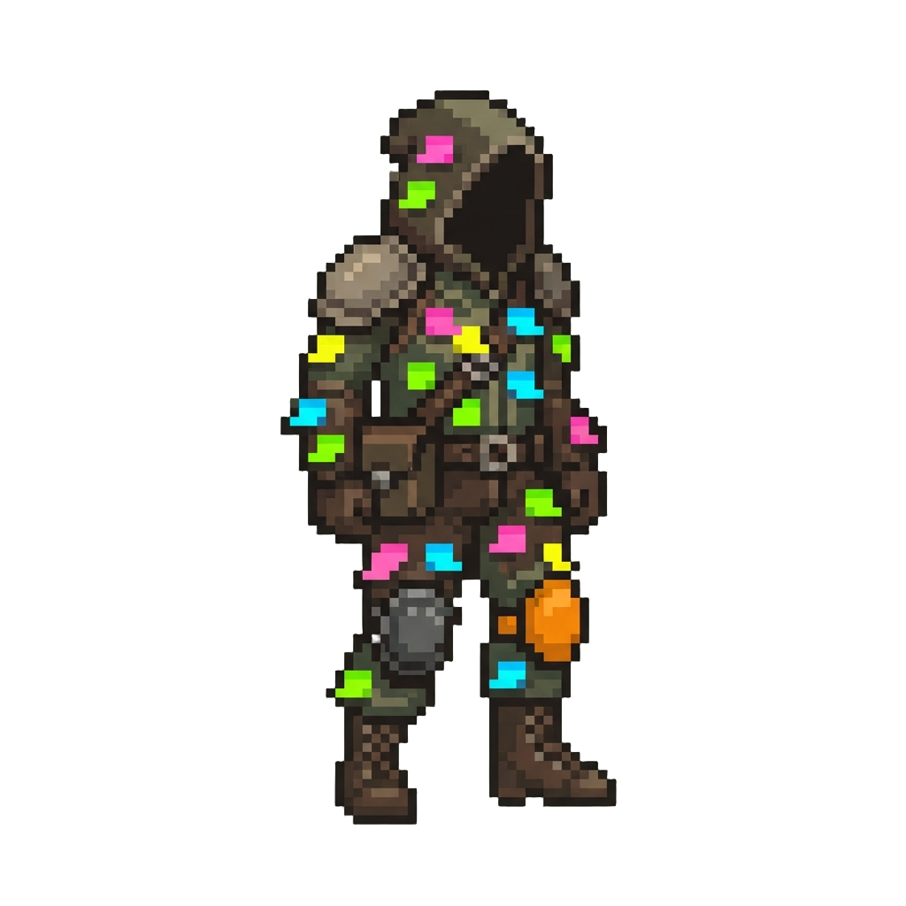 A Ranger Suit Covered in Neon Sticky Notes and Mismatched Knee Pads