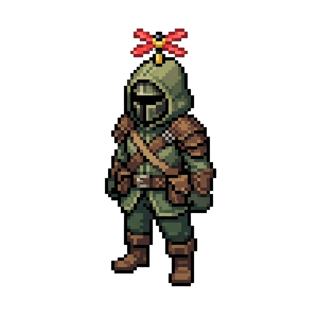A Ranger Suit Equipped with a Tiny Toy Windmill Propeller on the Helmet