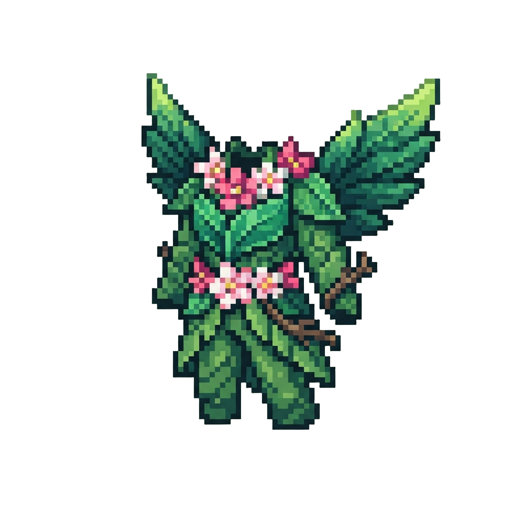 Emerald Leaf Wings and Blooming Floral Suit