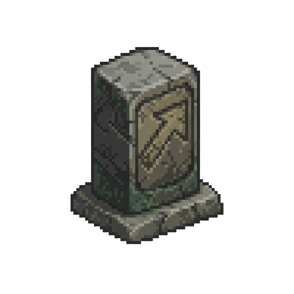 A Pillar with a Faded Directional Arrow