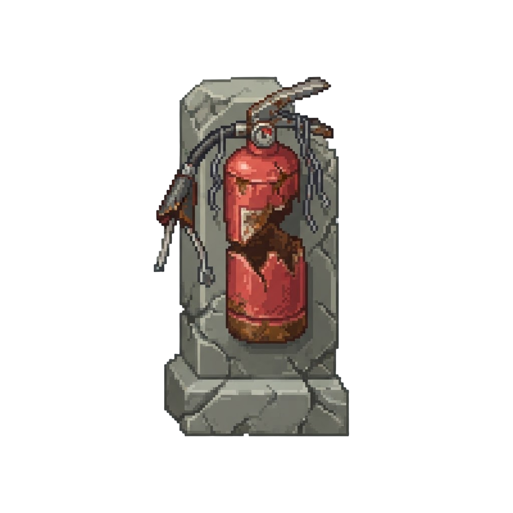 A Pillar with a Broken Fire Extinguisher