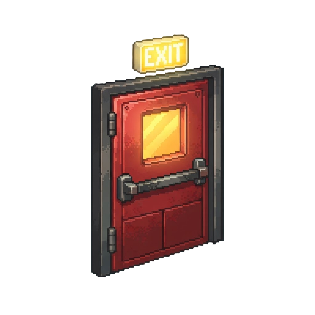A Glowing Exit Stairwell Door
