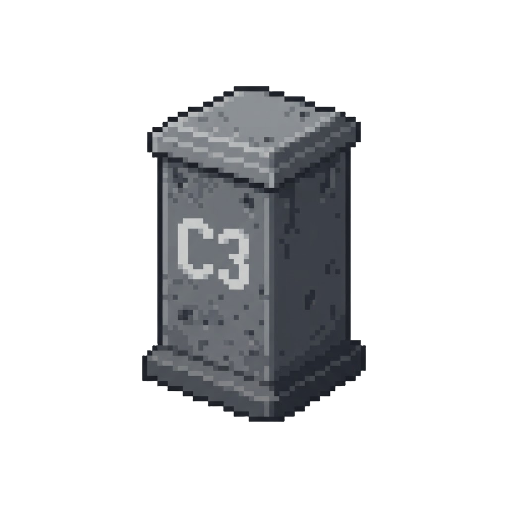 A Dark Concrete Pillar Marked 'c3'