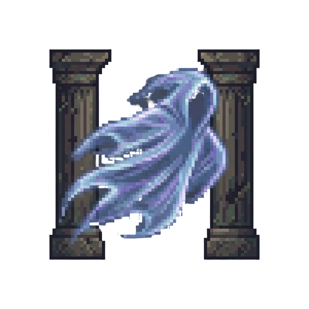 A Blurred Form Gliding Between Pillars