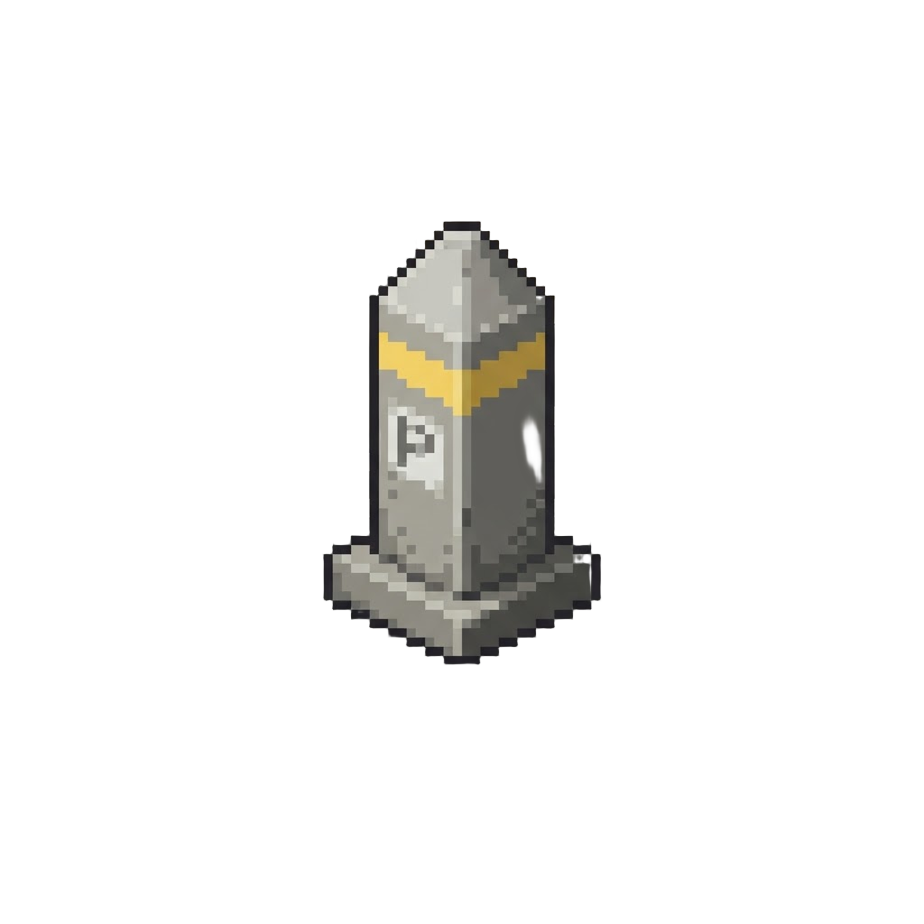 A Pillar Surrounded by Endless Empty Parking Spots