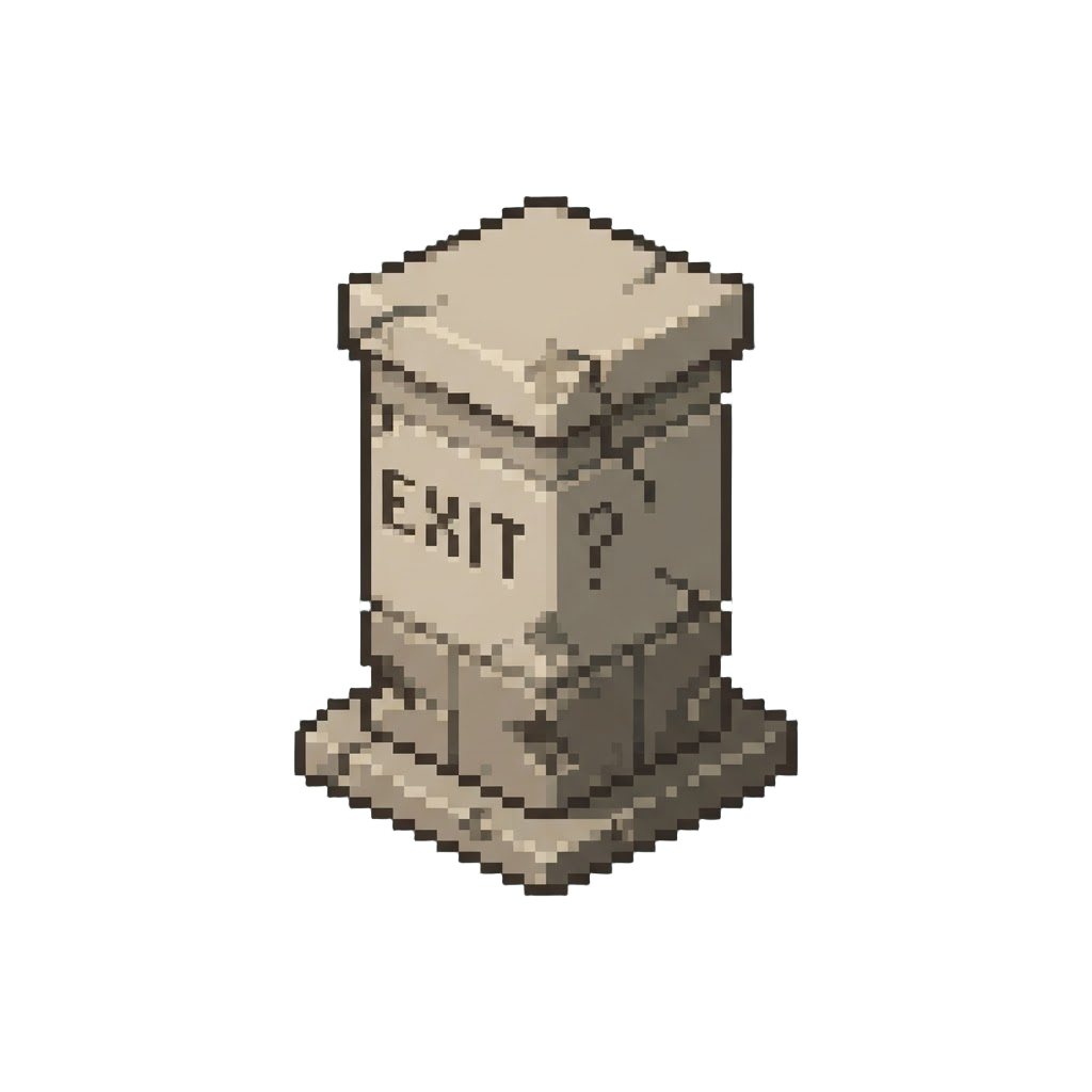 A Cracked Pillar Marked 'exit ?'