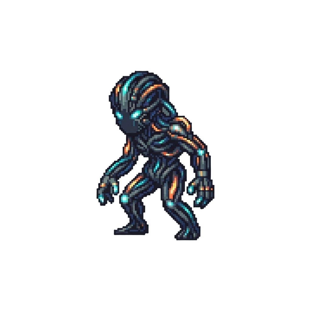 A Shadowy Figure Made of Flickering Light Cables