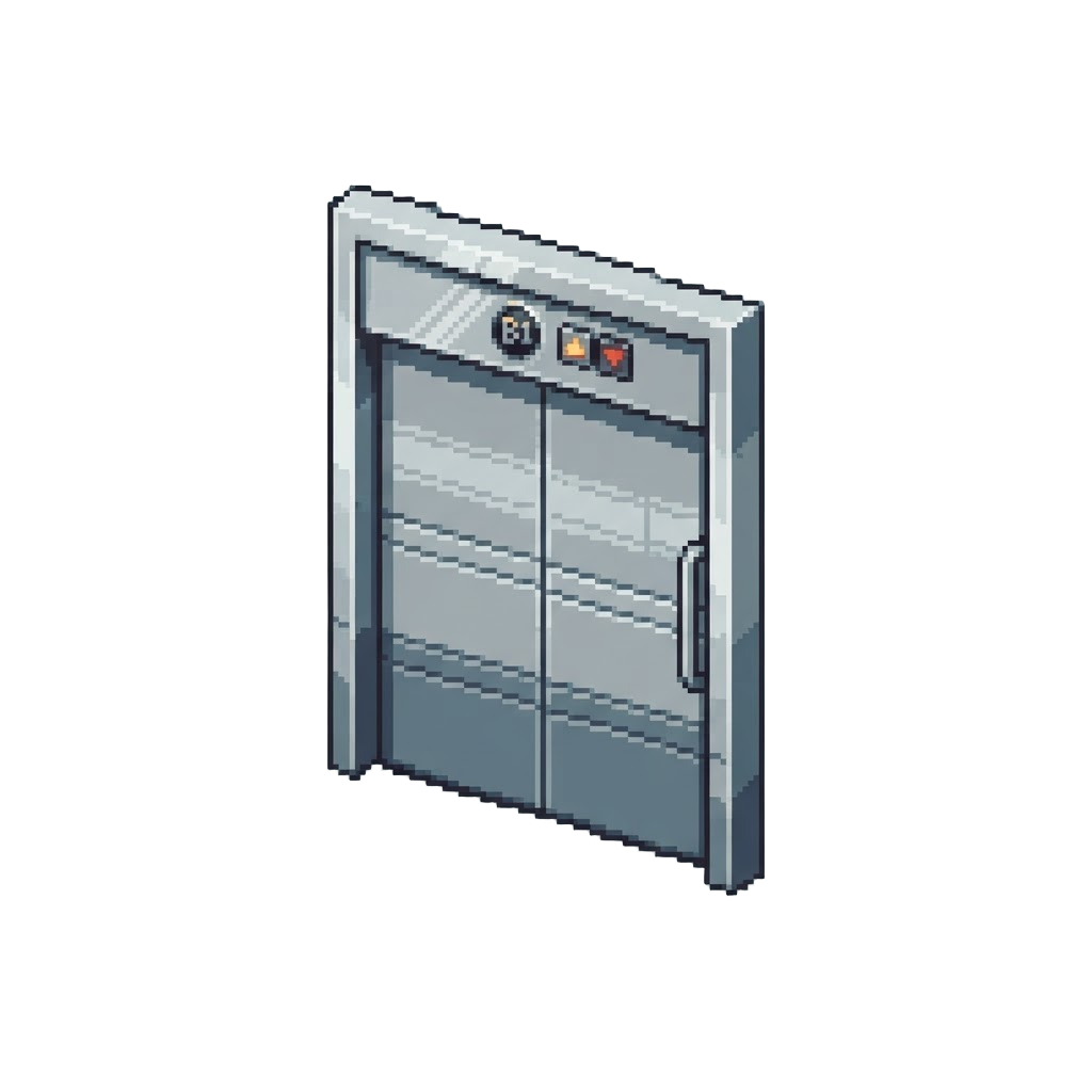 A Metallic Elevator Door