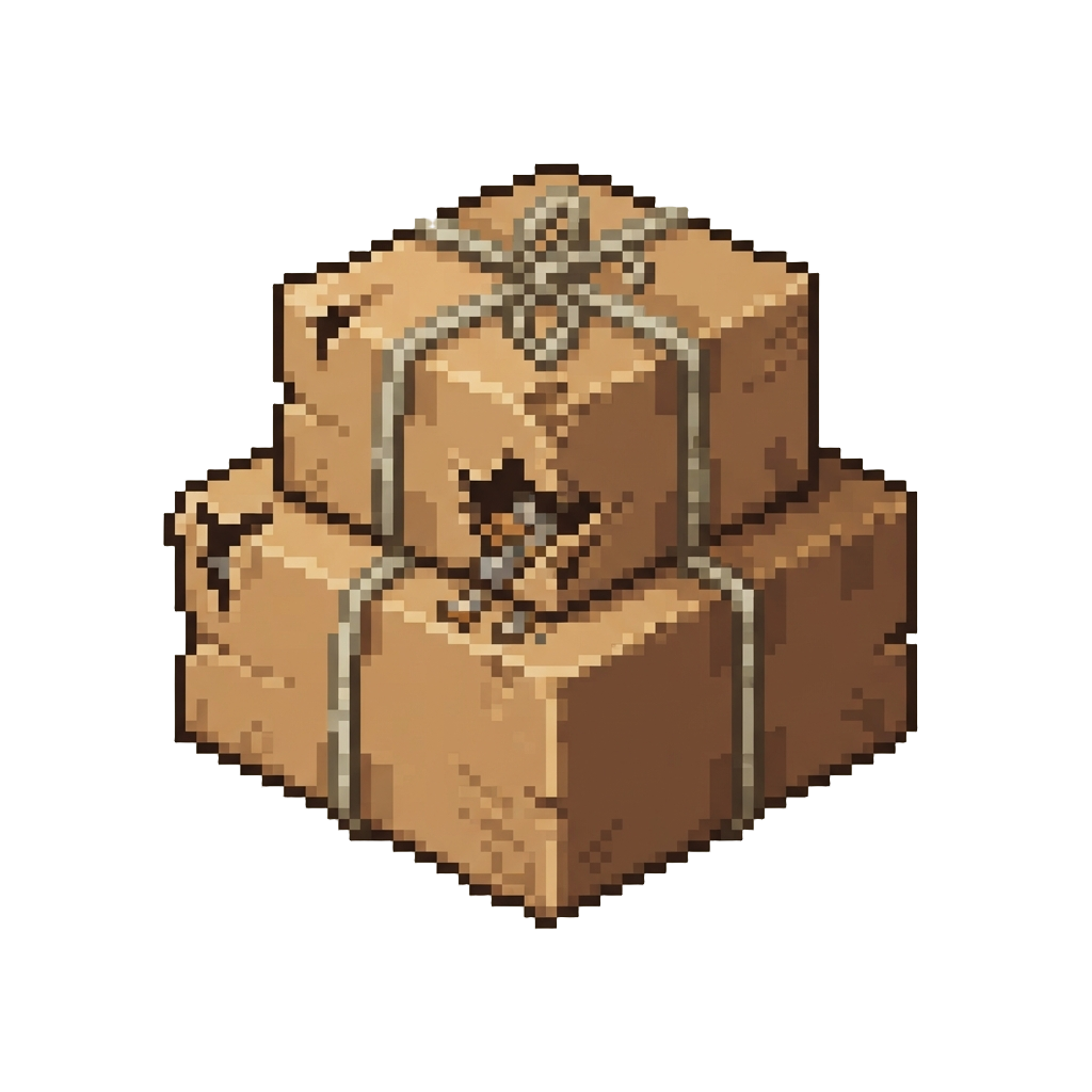 A Pair of Leaky Cardboard Boxes Tied with String