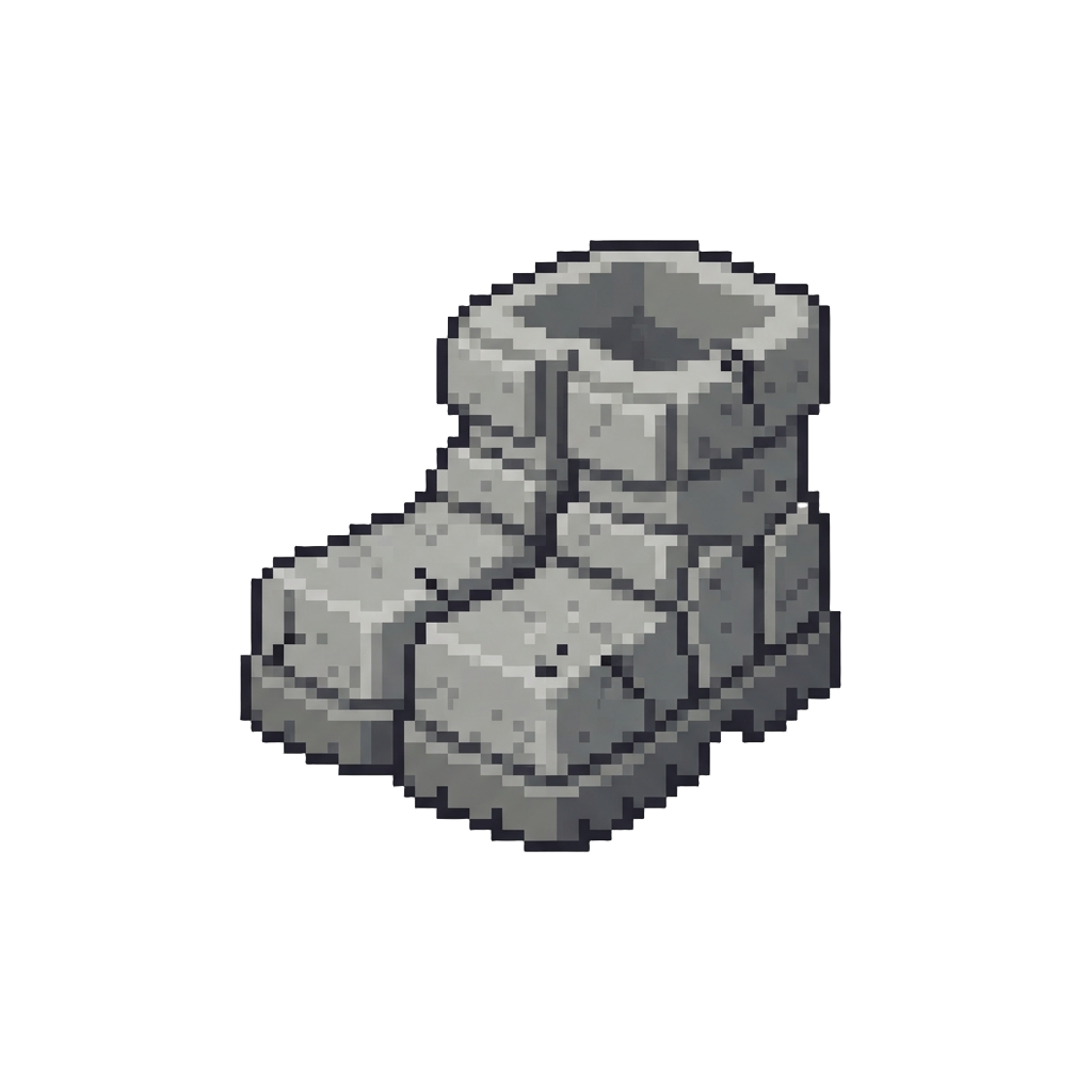 Heavy Cement Blocks Shaped Like Boots