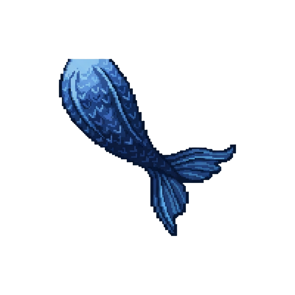 A Deep Sapphire Blue Mermaid Tail