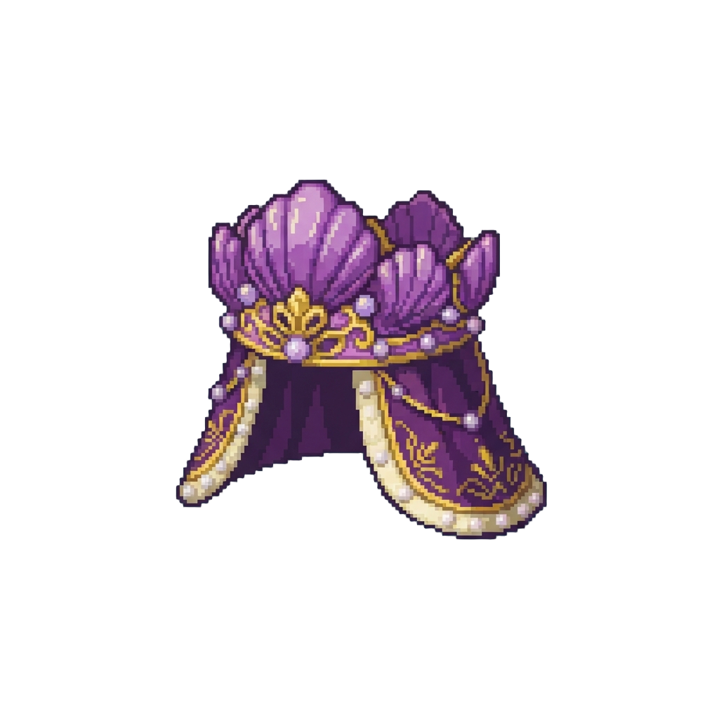 A Royal Purple Seashell Crown and Mantle