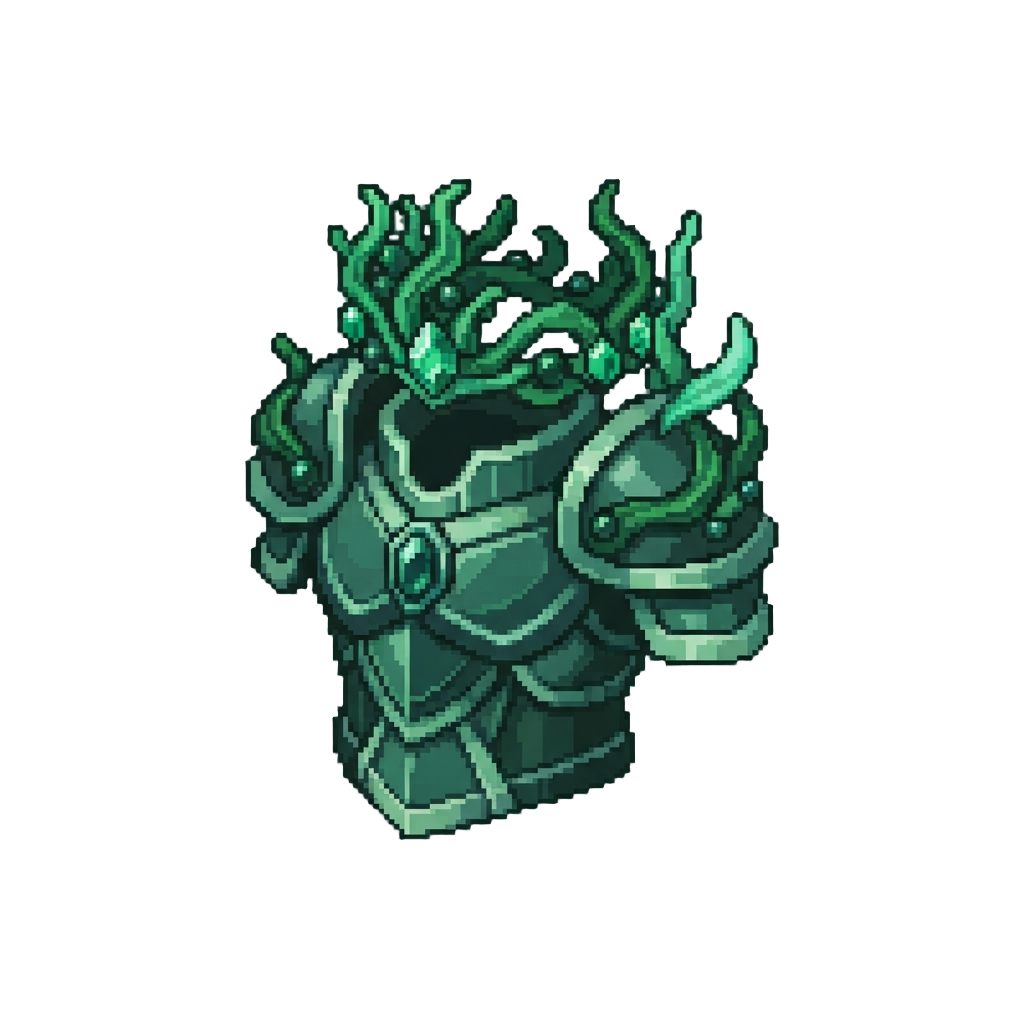 An Emerald Kelp Crown and Jade Armor