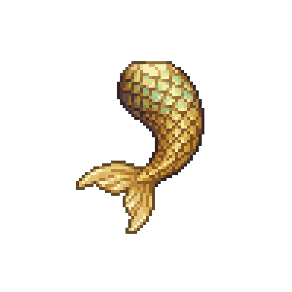 An Iridescent Golden Scale Mermaid Tail