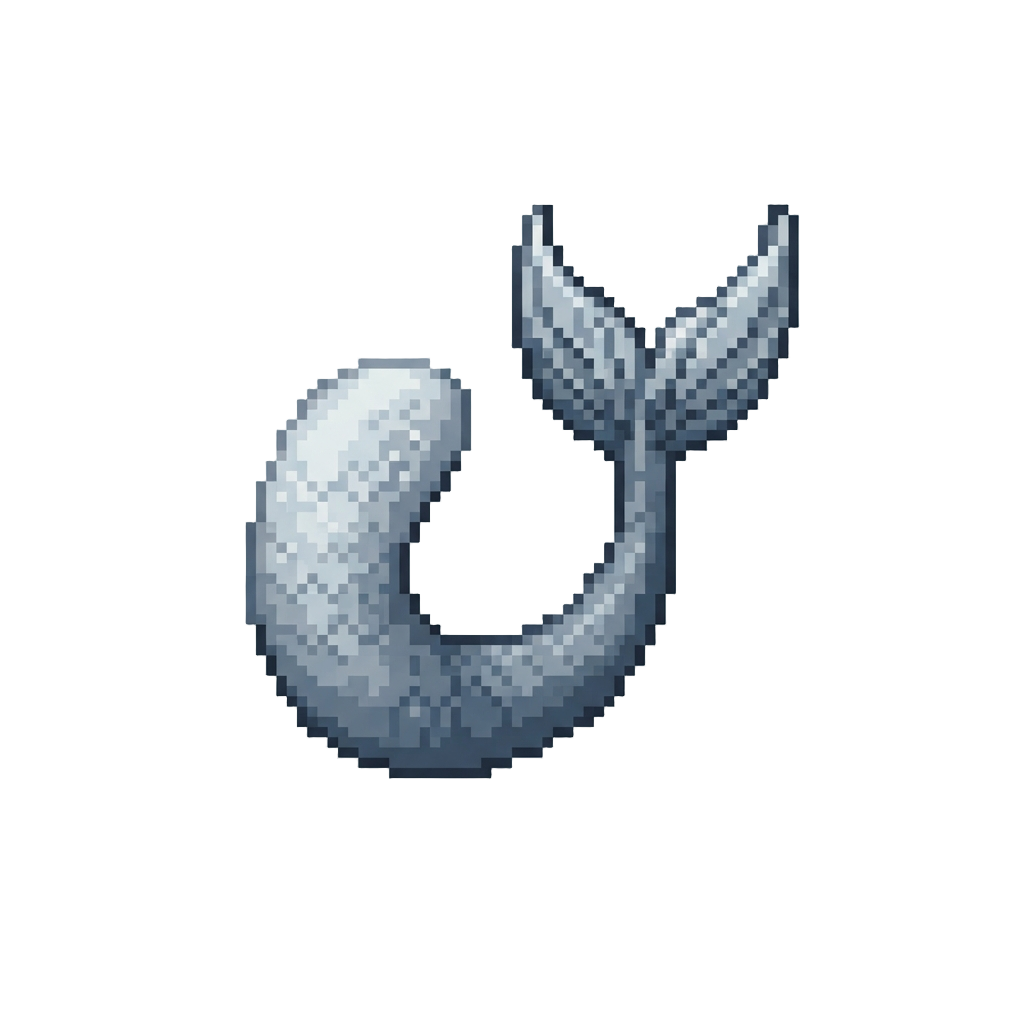 A Sleek Silver Ocean Mermaid Tail