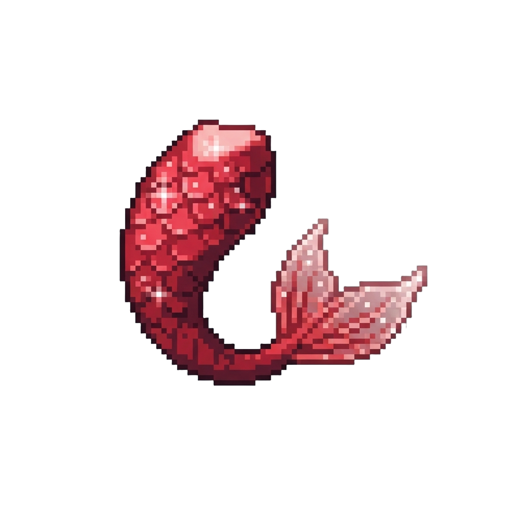 A Sparkling Ruby Red Mermaid Tail