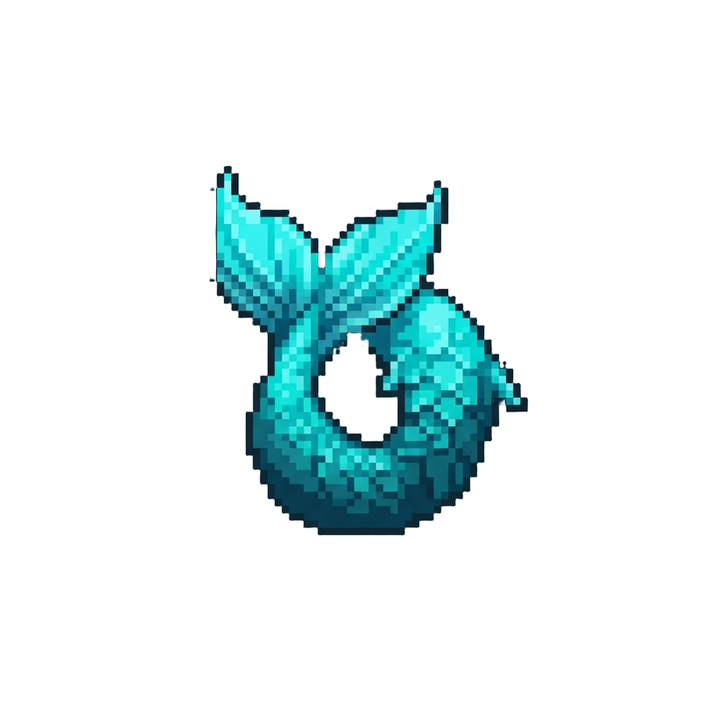 A Glowing Bioluminescent Cyan Mermaid Tail