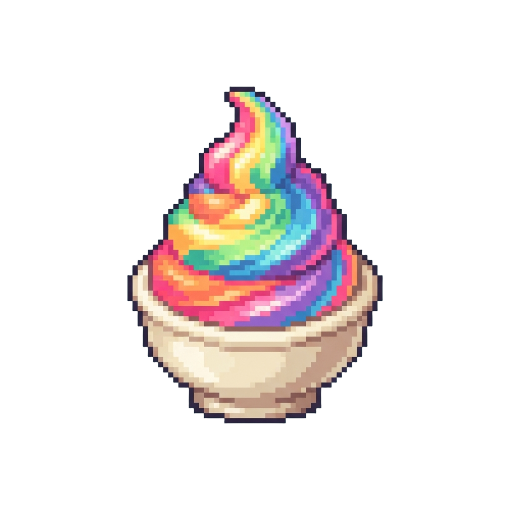 A Massive Bowl of Glowing Rainbow Soft-serve Ice Cream