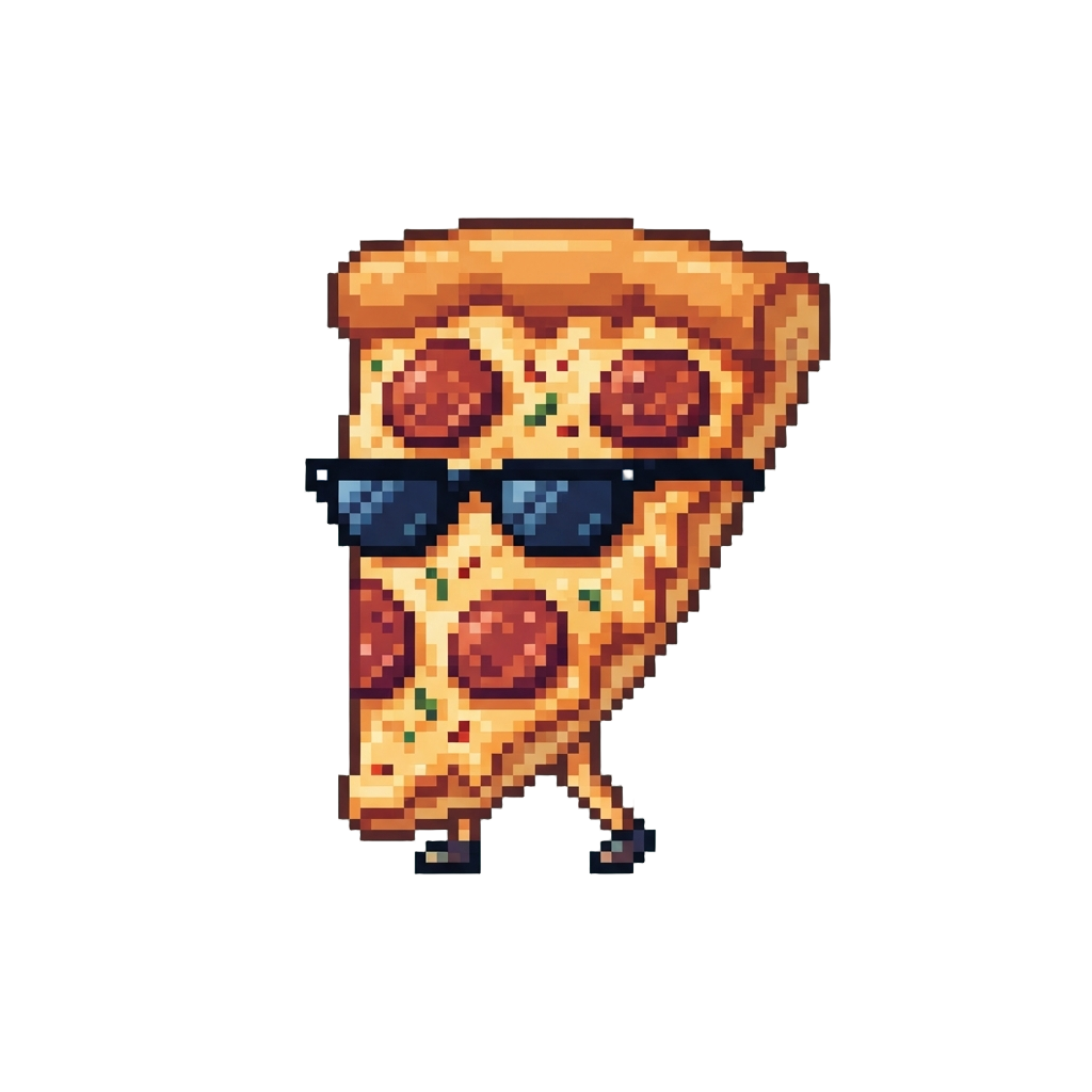 A Giant Walking Slice of Pepperoni Pizza Wearing Sunglasses