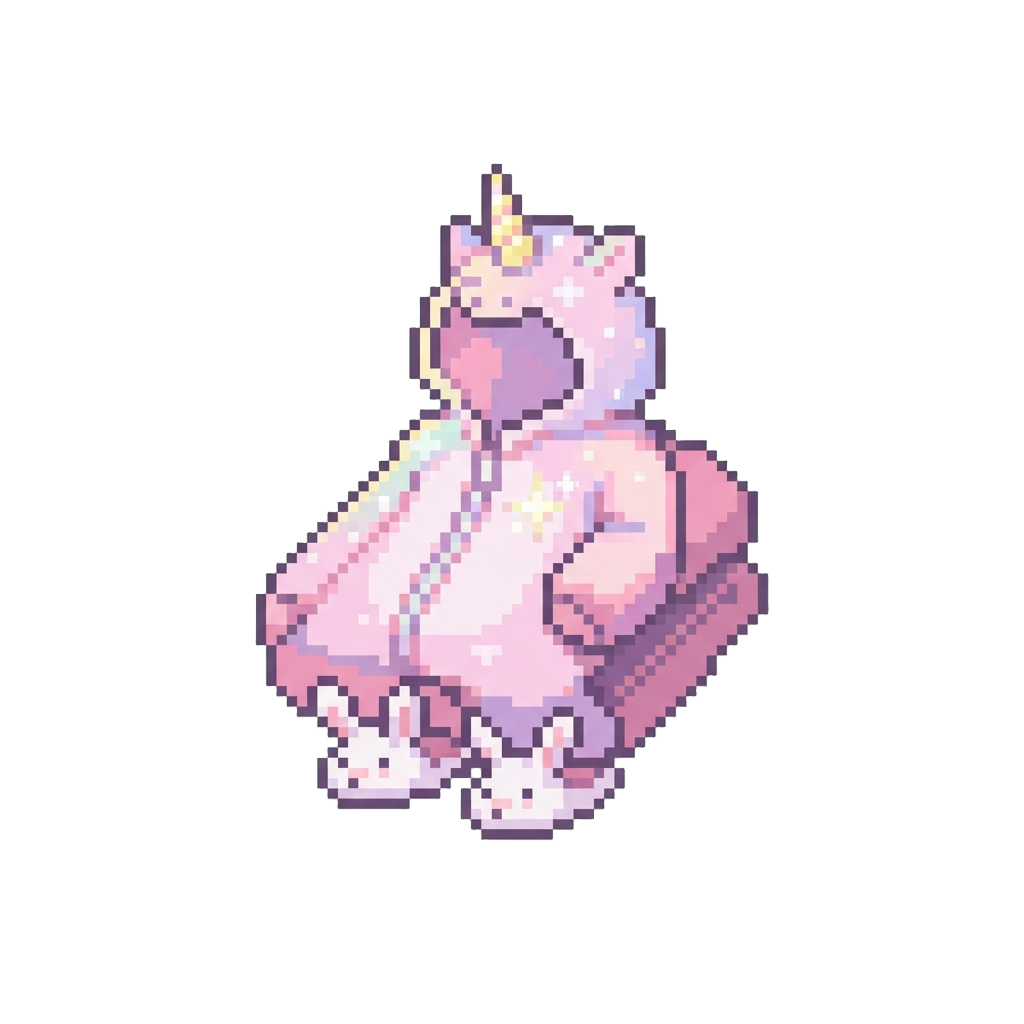 A Sparkling Pastel Unicorn Onesie with Bunny Slippers