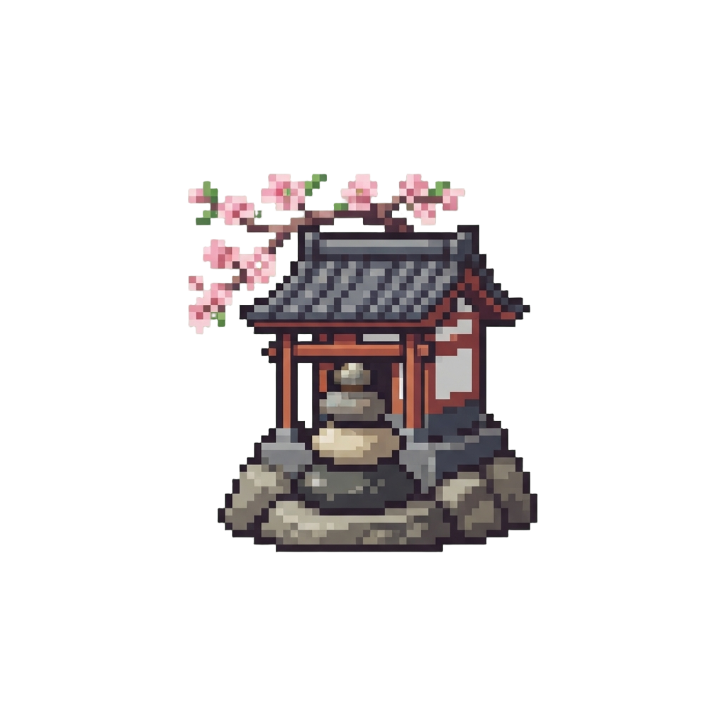 A Zen Stone-stacking Balance Shrine Under Cherry Blossoms
