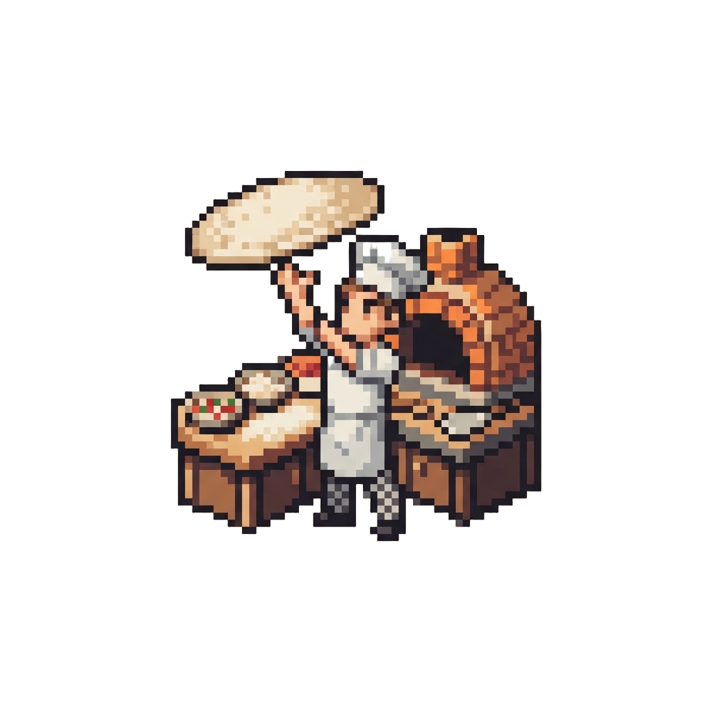 A Gourmet Pizza Chef Station Tossing Spinning Dough High
