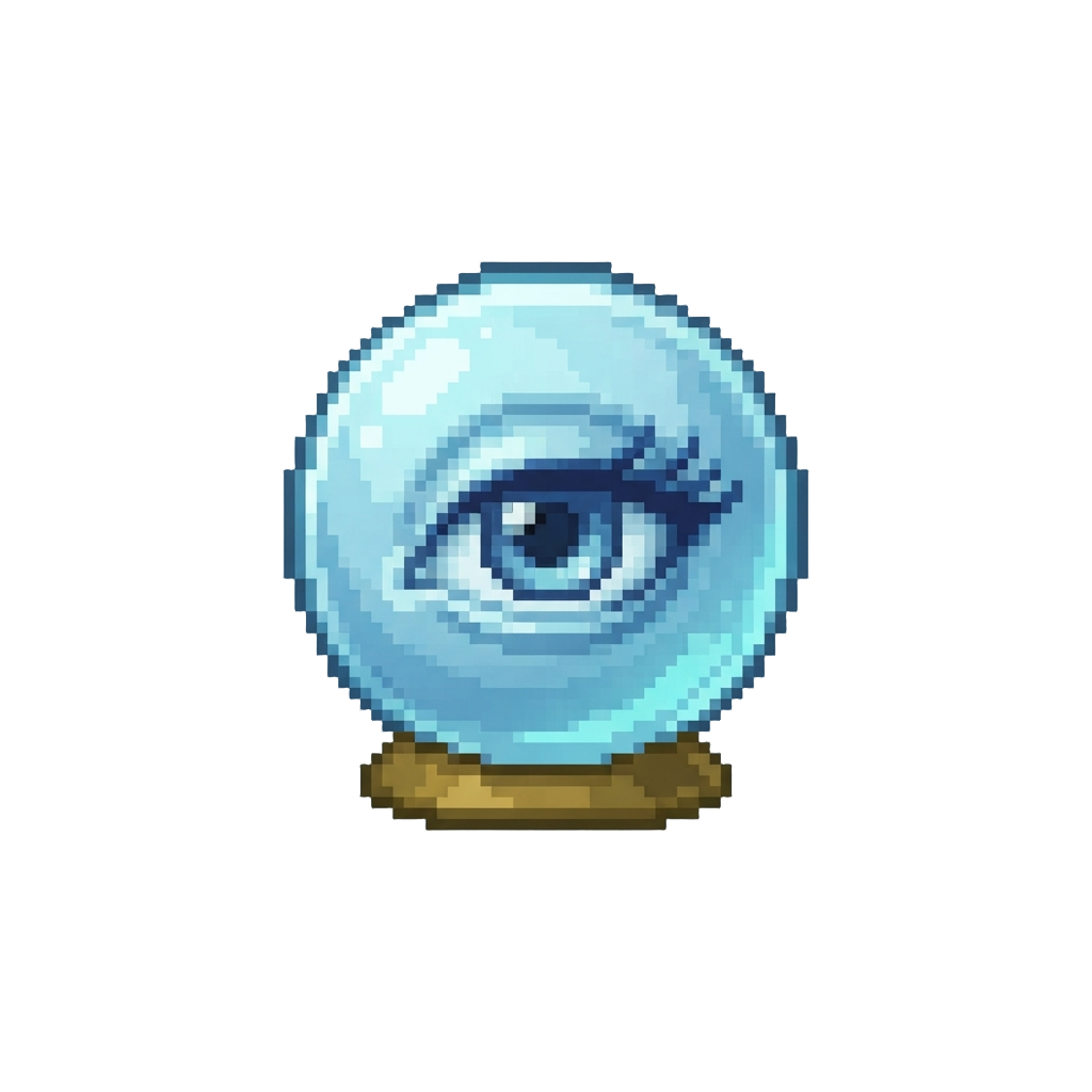 A Glowing Crystal Ball That Suddenly Winks with a Huge Eye