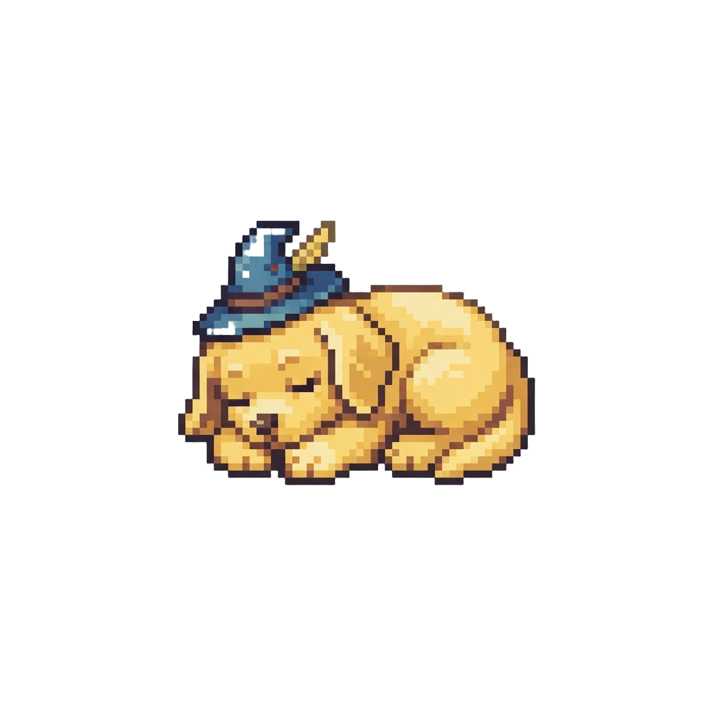 A Tiny Sleeping Golden Retriever Puppy Wearing a Hat