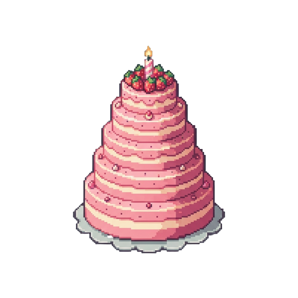 A Towering Six-tier Strawberry Bubblegum Birthday Cake