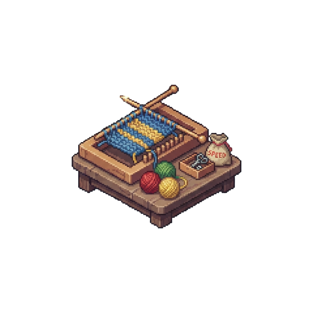 A Competitive Speed-knitting Station with Colorful Yarn Balls