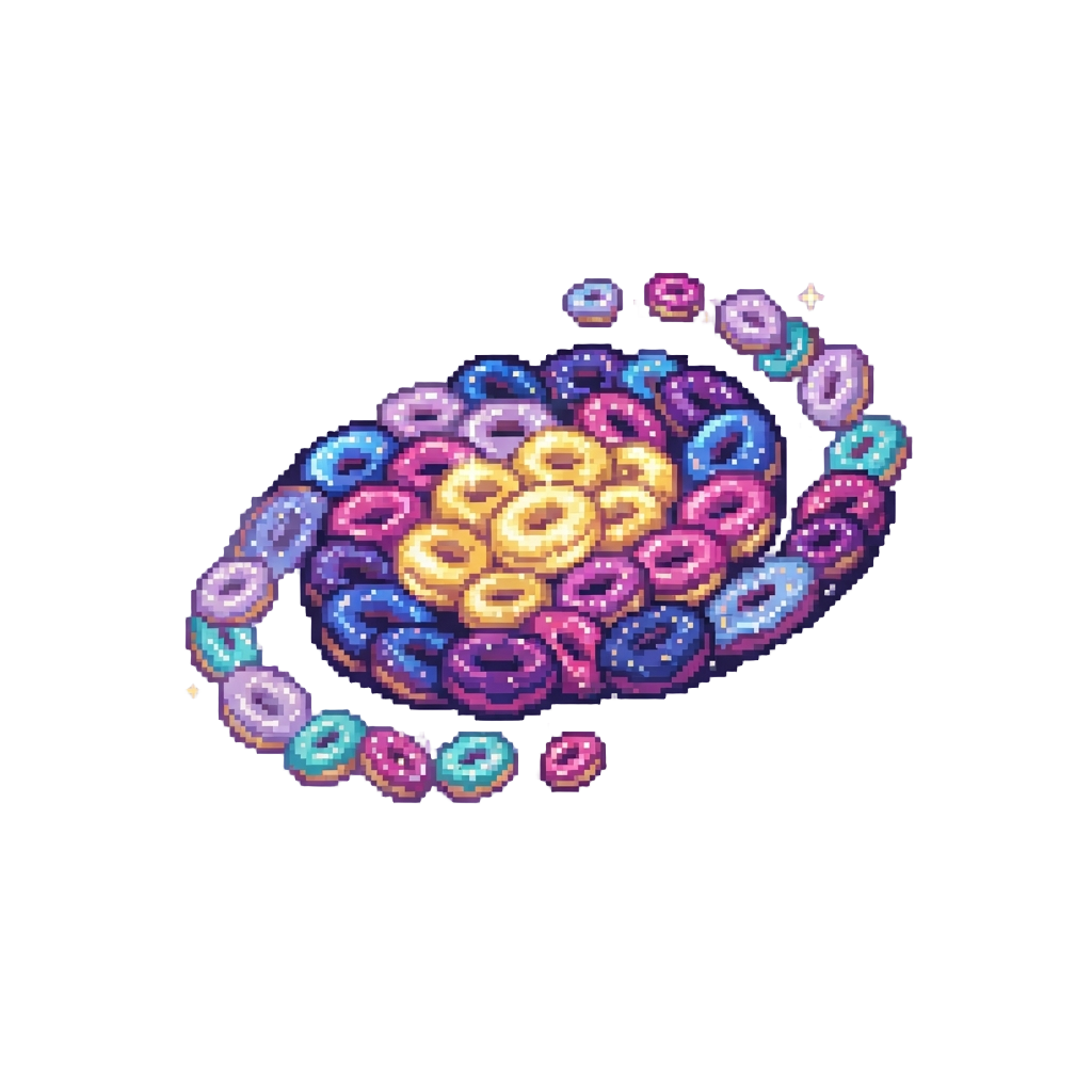 A Floating Galaxy Made Entirely of Glittering Glazed Donuts